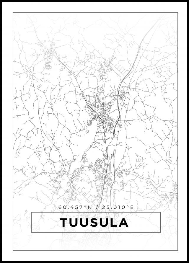 Kart - Tuusula - Hvit Plakat