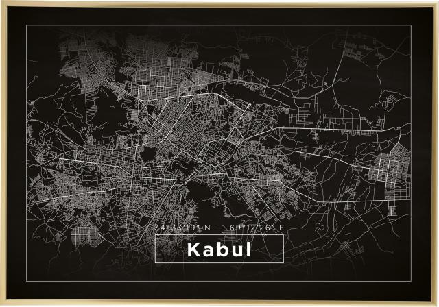 Kart - Kabul - Svart Plakat