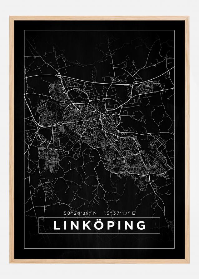 Kart - Linköping - Poster - Svart Plakat