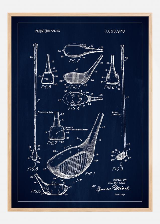 Patent Print - Golf Club - Blue Plakat