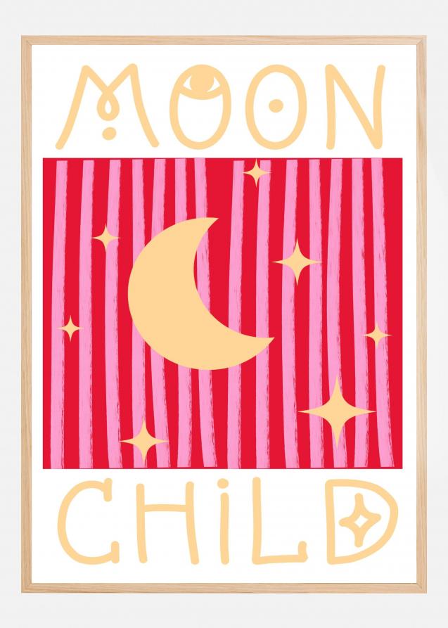 Pink and Red Moon Child Plakat