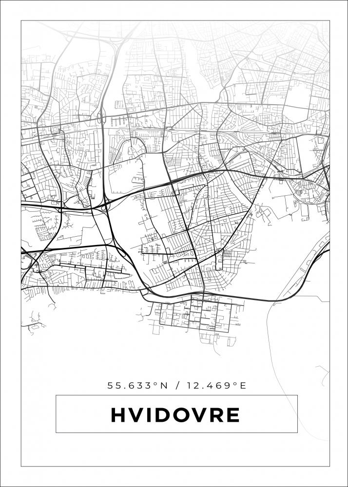 Kart - Hvidovre - Hvit Plakat