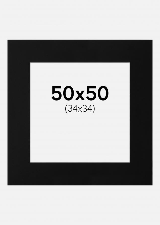 Passepartout Svart Standard (Hvit Kjerne) 50x50 cm (34x34)