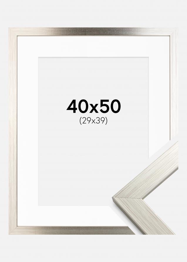 Ramme Silver Wood 40x50 cm - Passepartout Hvit 30x40 cm
