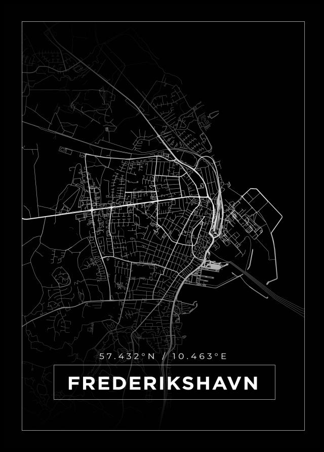 Kart - Frederikshavn - Svart Plakat