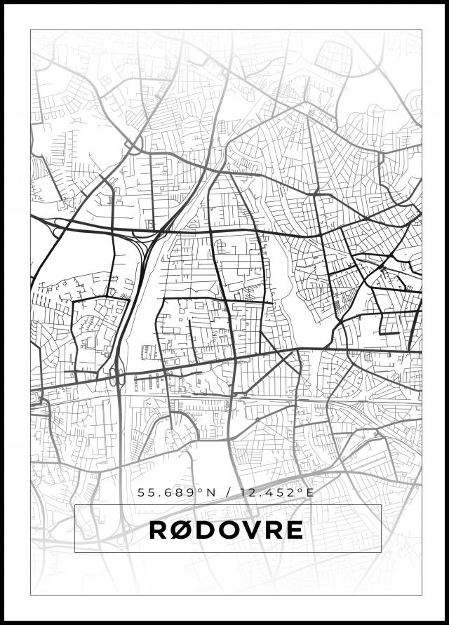 Kart - Rødovre - Hvit Plakat