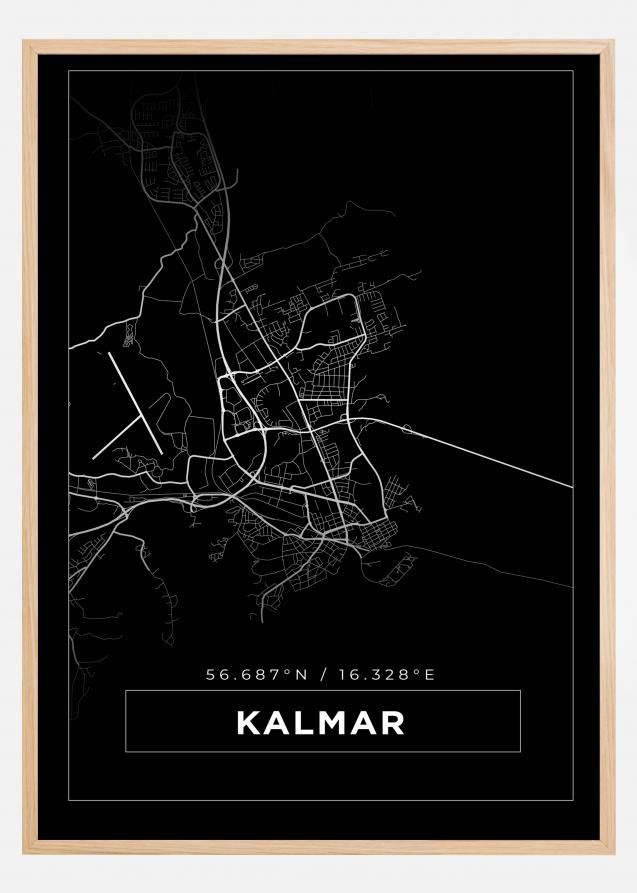 Kart - Kalmar - Svart Plakat