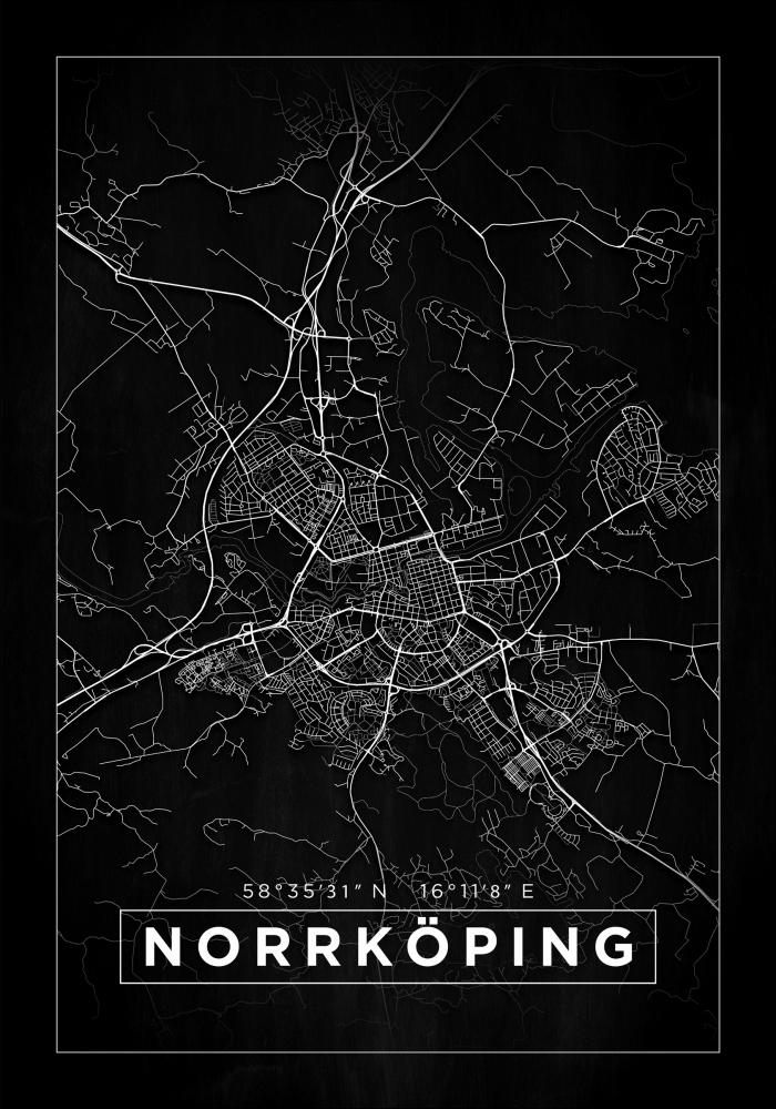Kart - Norrkping - Poster - Svart