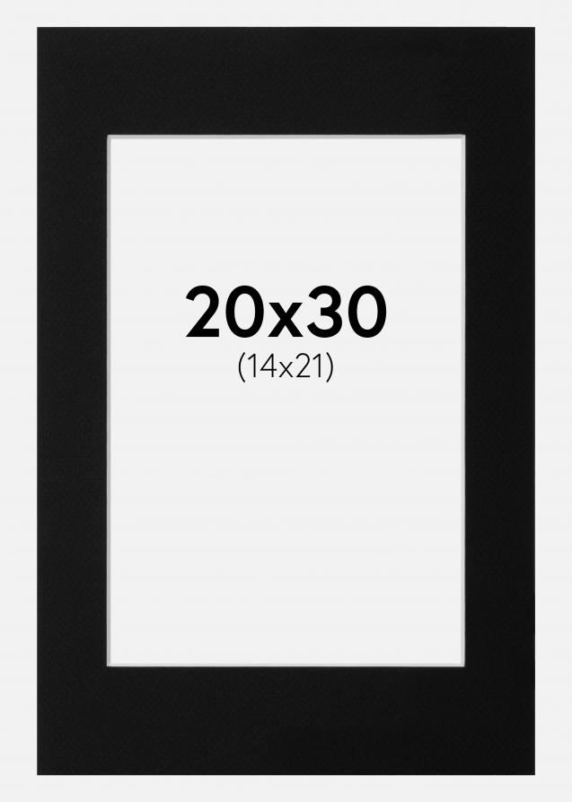 Passepartout Svart Standard (Hvit Kjerne) 20x30 (14x21)