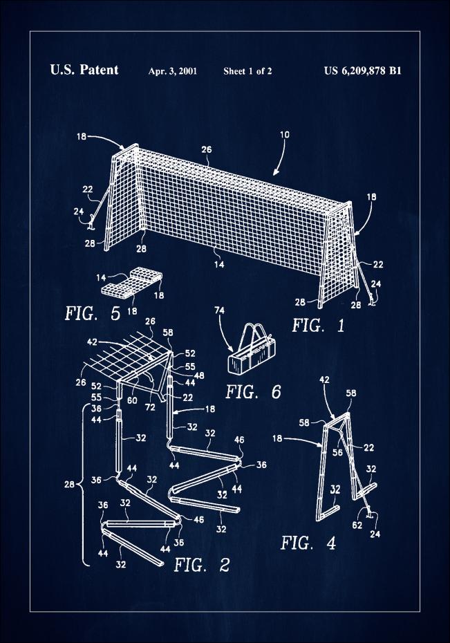 Patent Print - Soccer Goal - Blue Plakat