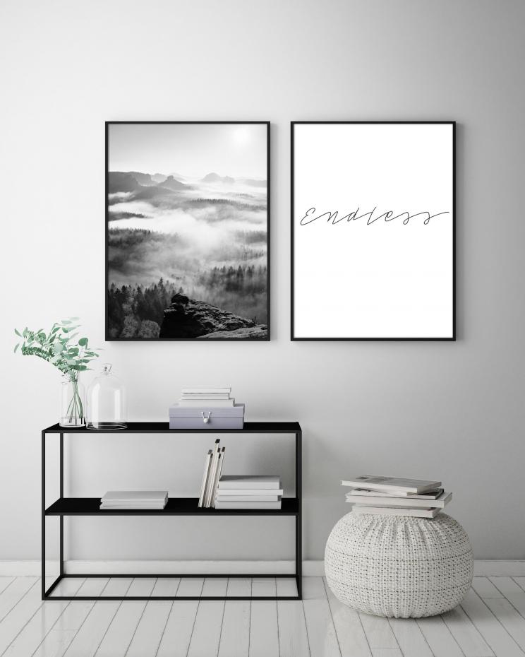 Foggy Forest Black & White I - 50x70 cm Plakat