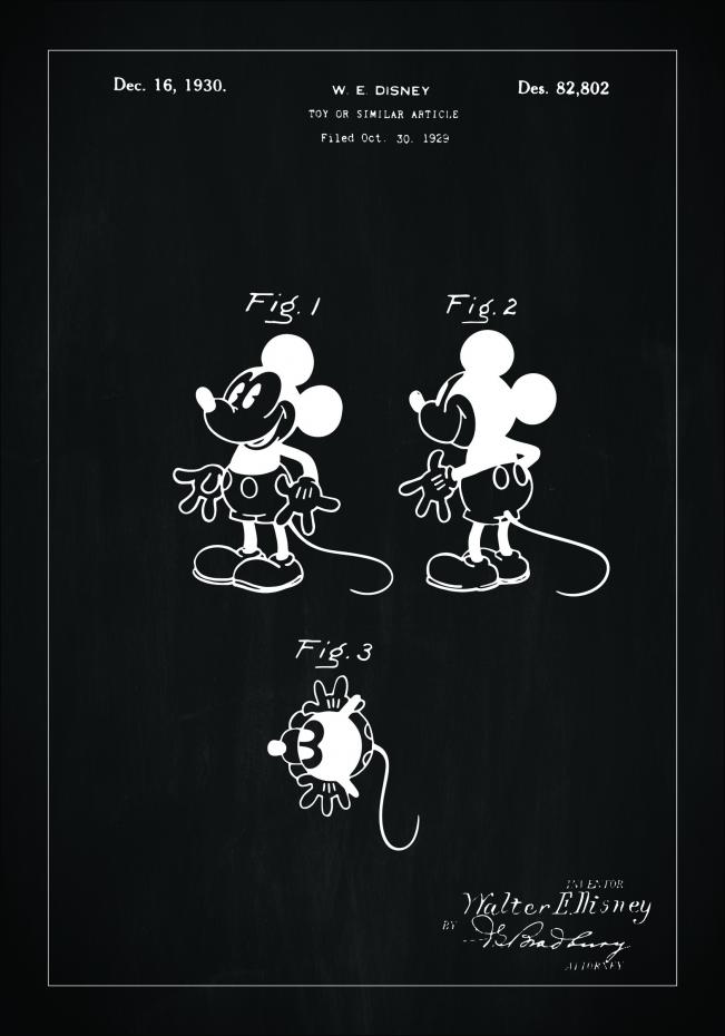 Patenttegning - Disney - Mickey - Svart