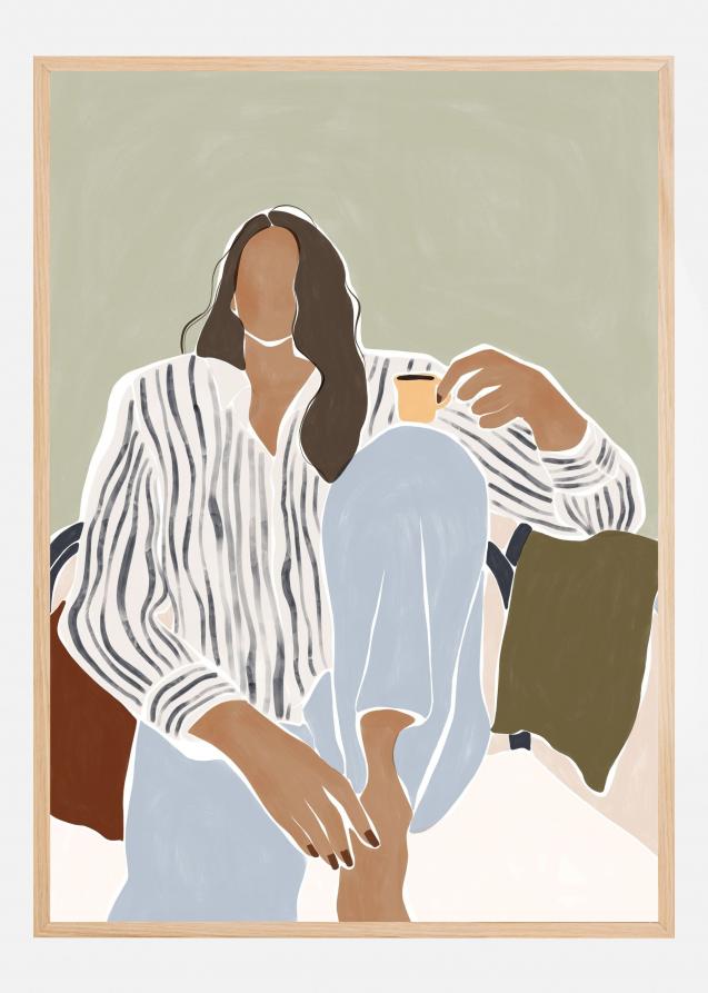 Woman Enjoying a Cup of Espresso Plakat