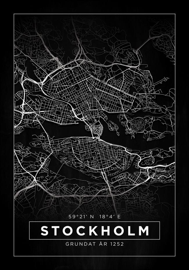 Kart - Stockholm - Poster - Svart Plakat