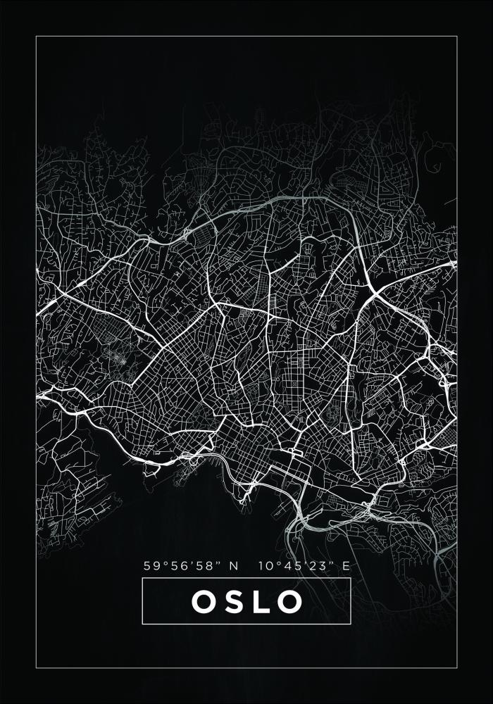 Kart - Oslo - Svart Plakat
