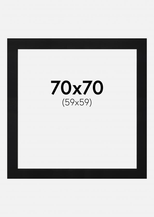 Passepartout Svart Standard (Hvit kjerne) 70x70 cm (59x59)