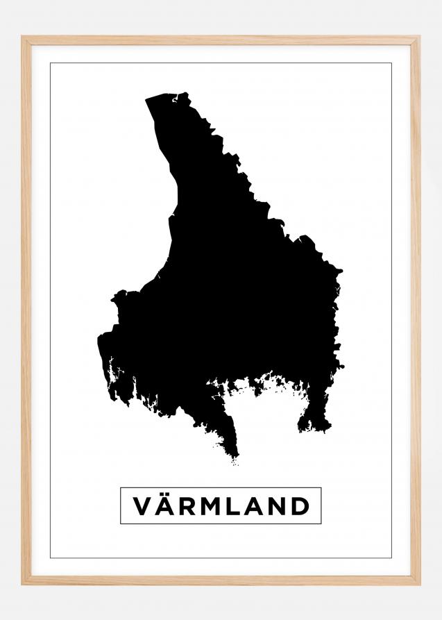 Kart - Värmland - Hvit Plakat