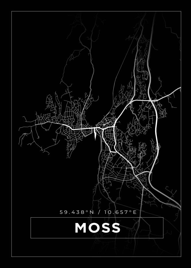 Kart - Moss - Svart Plakat