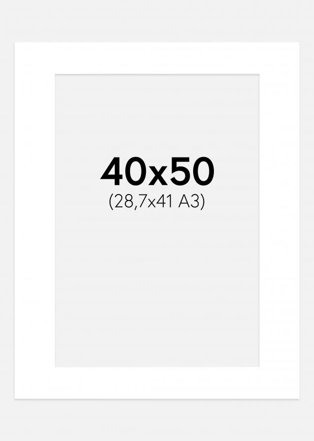 Passepartout Superhvit (Hvit Kjerne) 40x50 cm (28,7x41 A3)