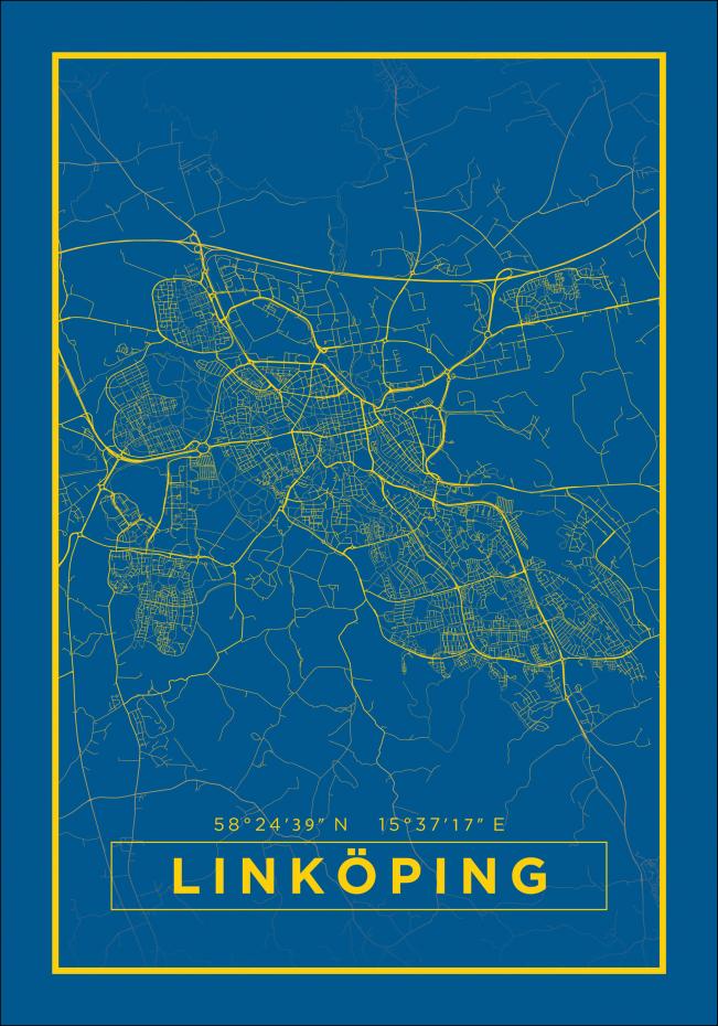 Kart - Linkping - Poster - Bl