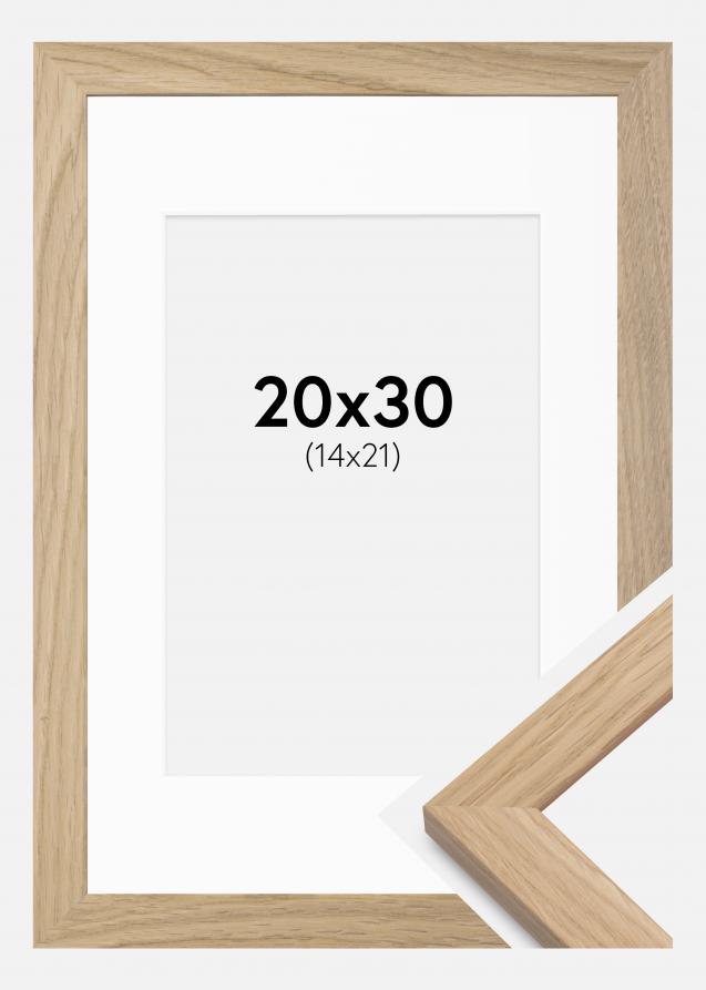 Ramme Oak Wood 20x30 cm - Passepartout Hvit 15x22 cm