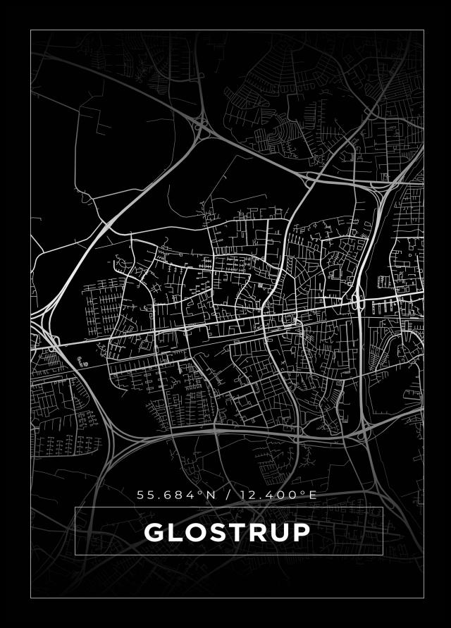 Kart - Glostrup - Svart Plakat