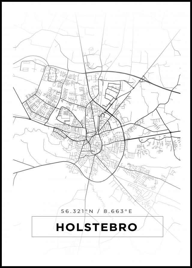 Kart - Holstebro - Hvit Plakat
