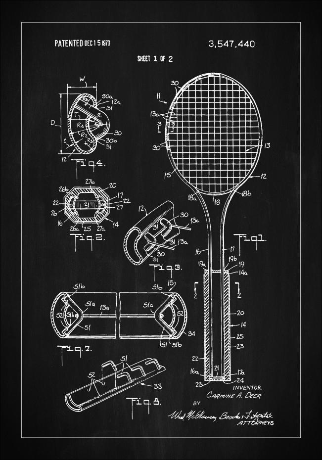 Patent Print - Tennis Racket - Black