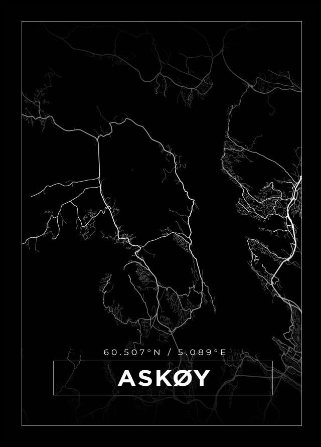 Kart - Askøy - Svart Plakat