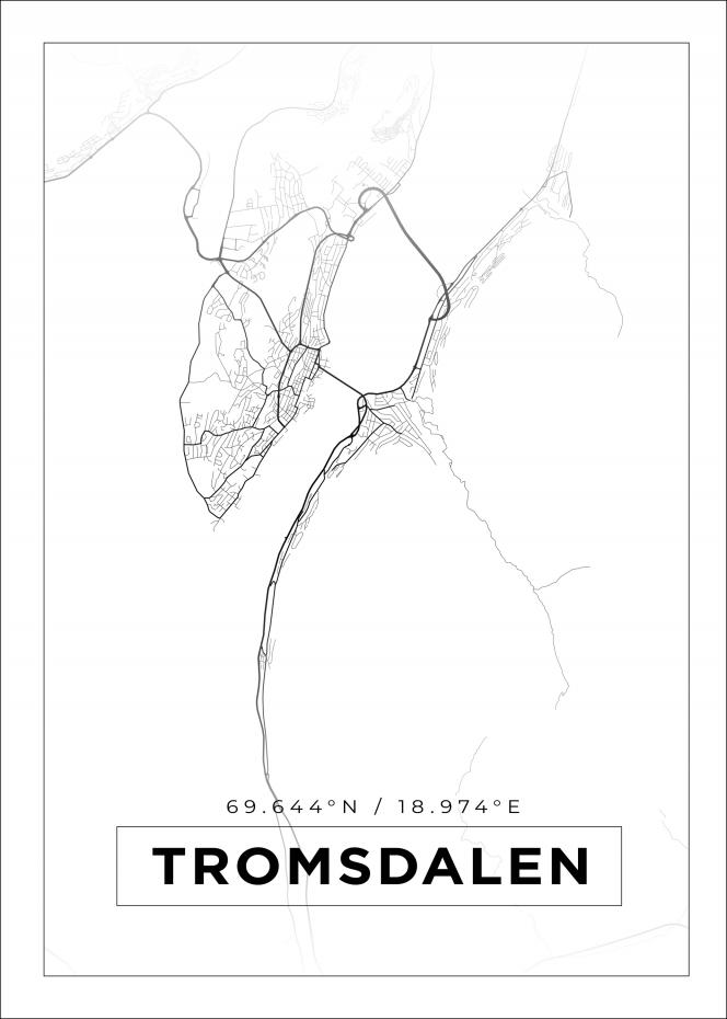 Kart - Tromsdalen - Hvit Plakat