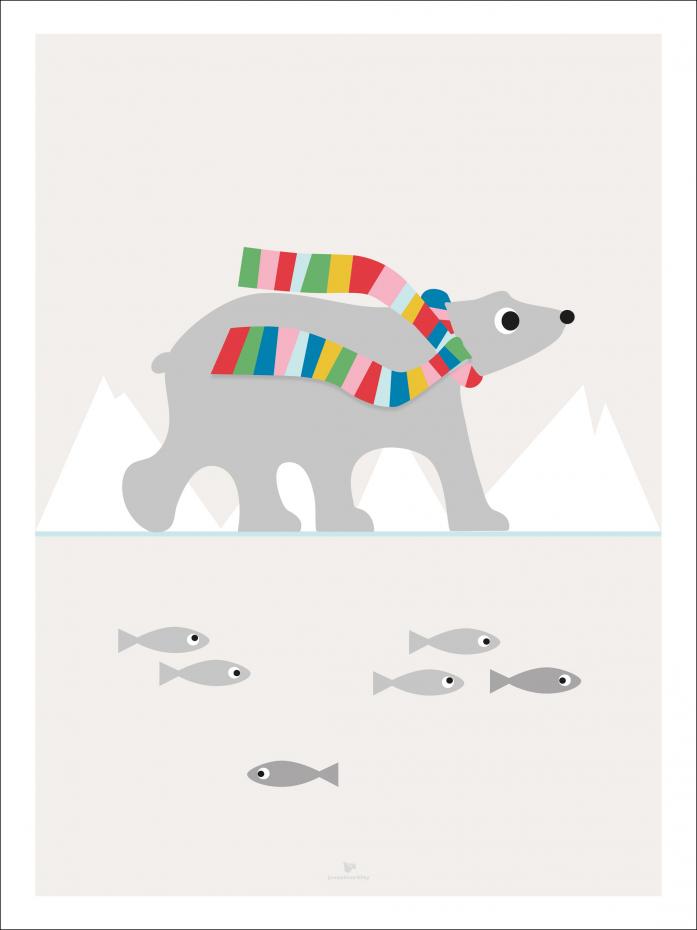Polar Bear Scarf - Grey Plakat