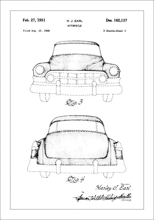 Patenttegning - Cadillac II - Poster Plakat