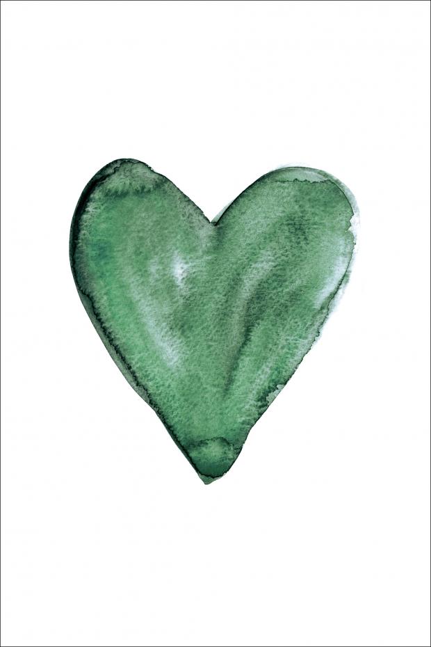 Heart in watercolor green