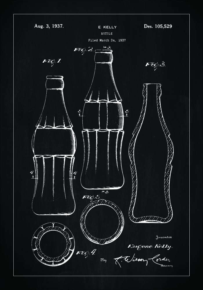 Patenttegning - Coca Cola-flaske - Svart