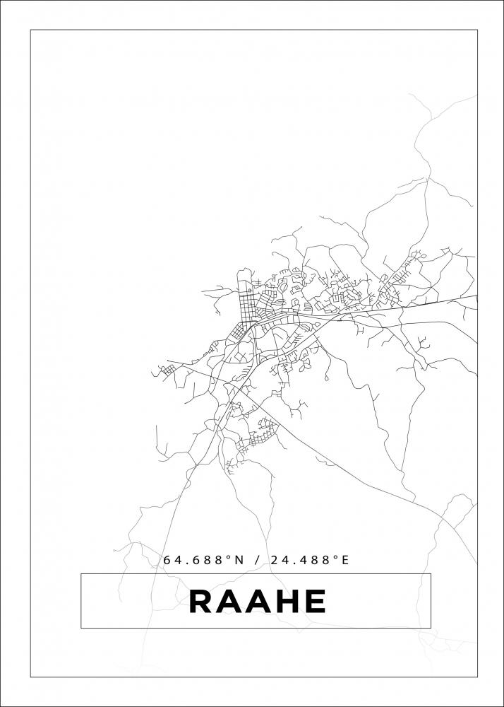 Kart - Raahe - Hvit Plakat