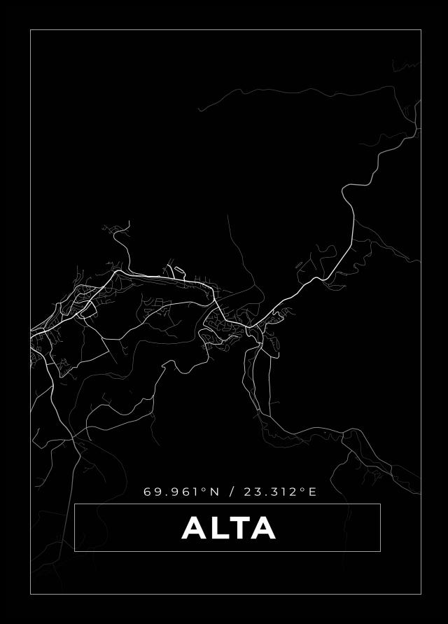 Kart - Alta - Svart Plakat