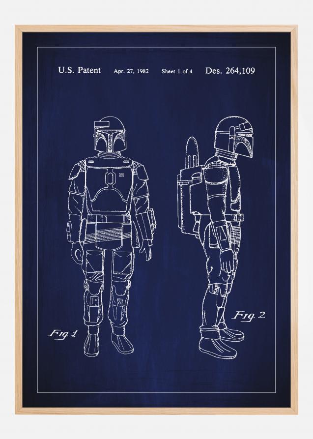 Patenttegning - Star Wars - Boba Fett - Blå Plakat