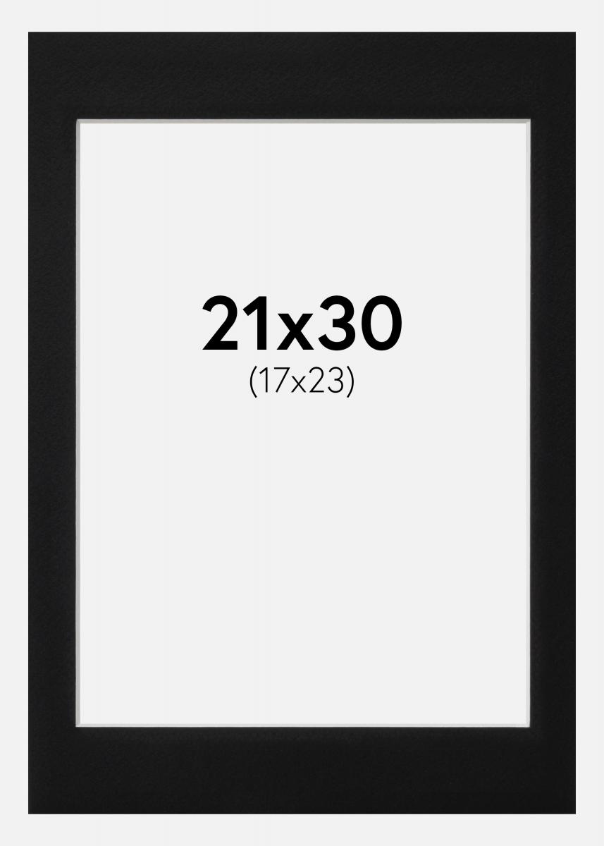 Passepartout Svart Standard (Hvit kjerne) 21x30 cm (17x23)