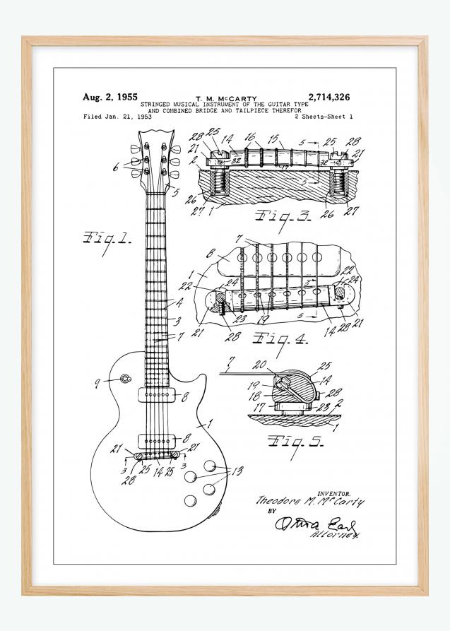 Patenttegning - El-gitar I - Poster Plakat