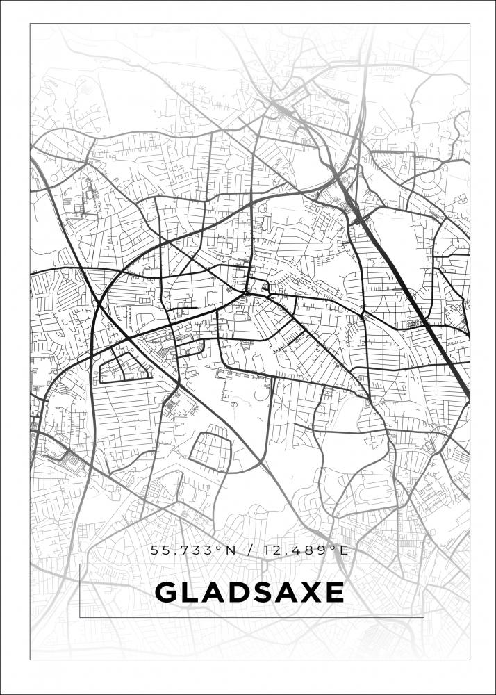 Kart - Gladsaxe - Hvit Plakat
