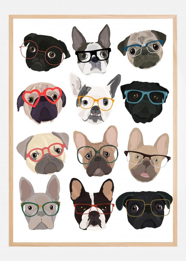 Pugs In Glasses Plakat