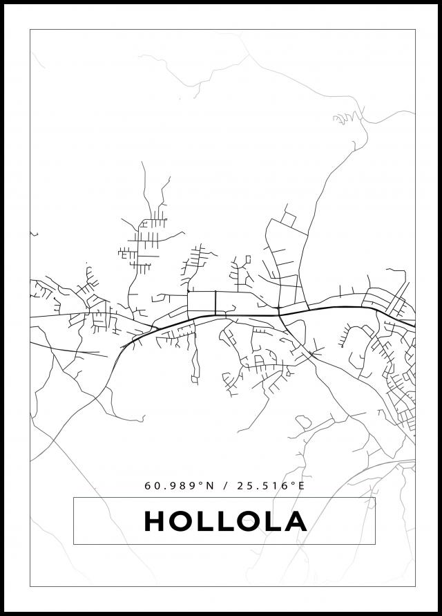 Kart - Hollola - Hvit Plakat