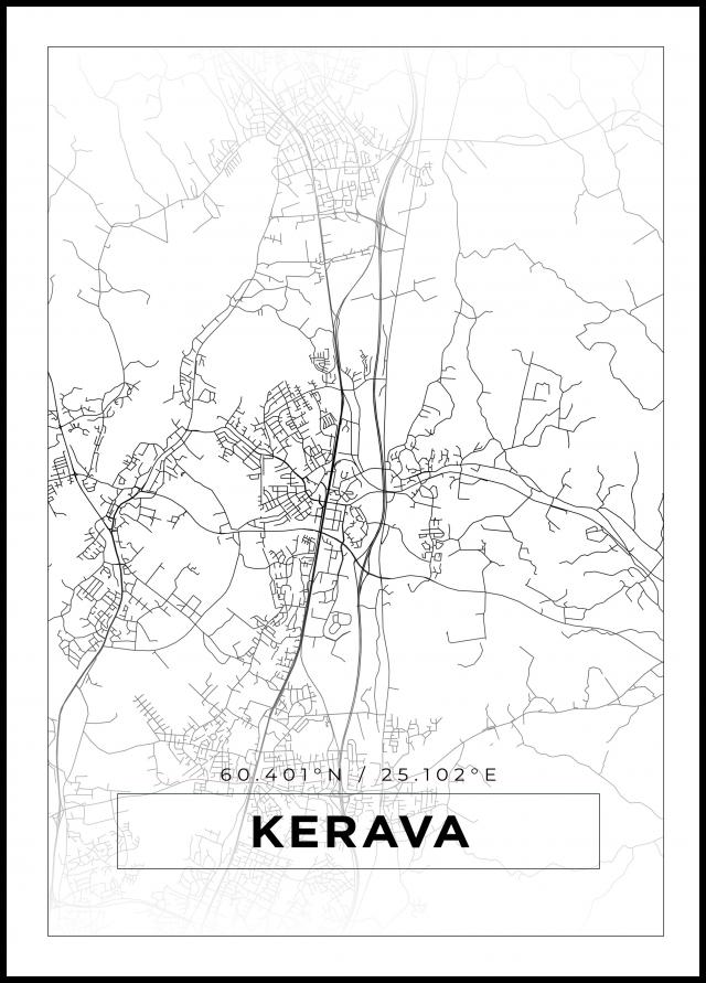 Kart - Kerava - Hvit Plakat
