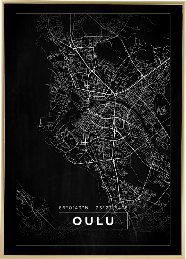 Kart - Oulu - Svart Plakat