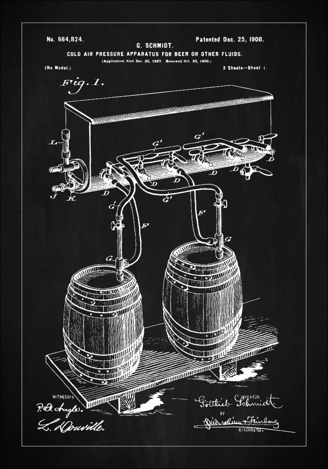 Patent Print - Beer Kegs - Black Plakat