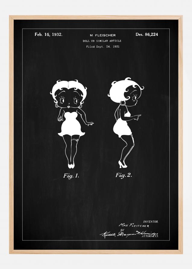 Patenttegning - Betty Boop - Svart Plakat