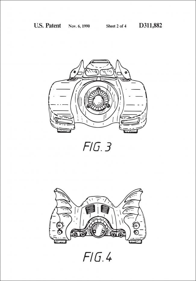 Patenttegning - Batman - Batmobile 1990 II - Plakat