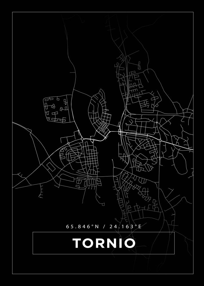 Kart - Tornio - Svart Plakat