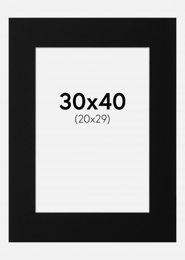 Passepartout Svart Standard (Hvit Kjerne) 30x40 cm (20x29)