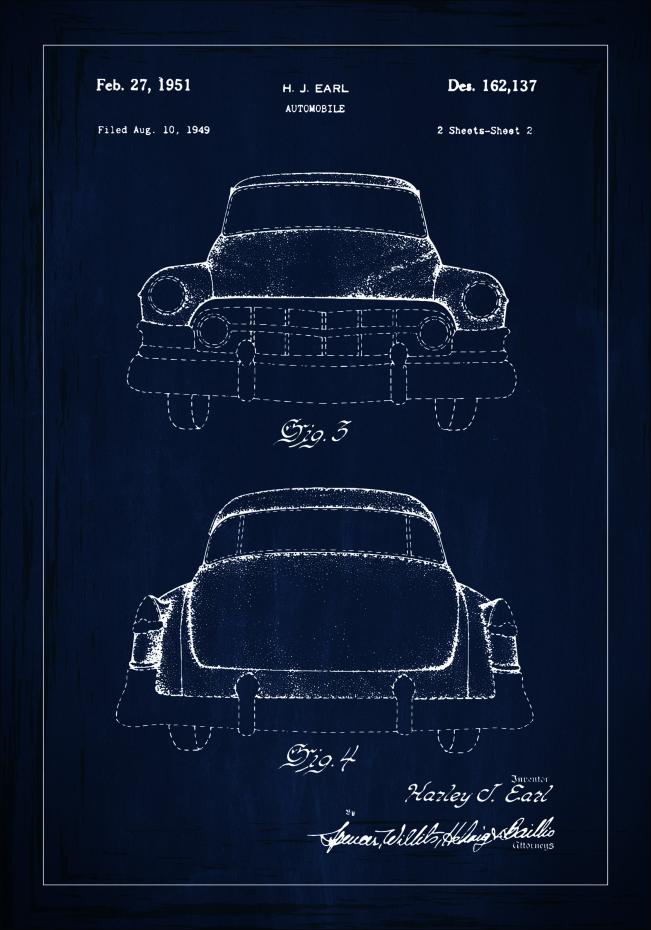 Patenttegning - Cadillac II - Bl Plakat